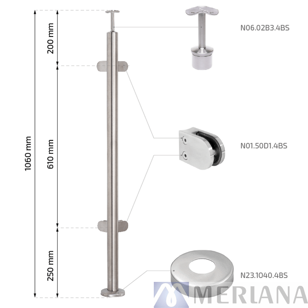 Stulpas 42,4*1060 mm, kamp. 4*,ap. tvirt., L21NP360 1