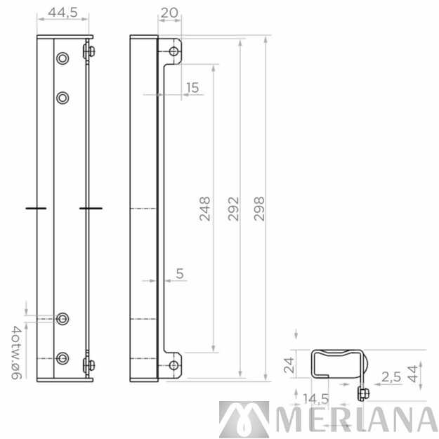 Vartelių be spynos gaudyklė 298 mm, L15NZ036