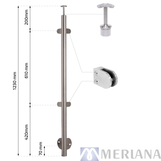 Stulpas 42,4*1230mm, kamp. 4*, šon. tvirtin., L21NP341 1