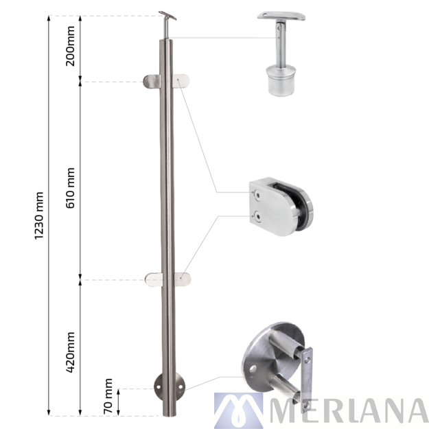 Stulpas 42,4*1230mm, 4*, šon. tvirtin., L21NP340 1